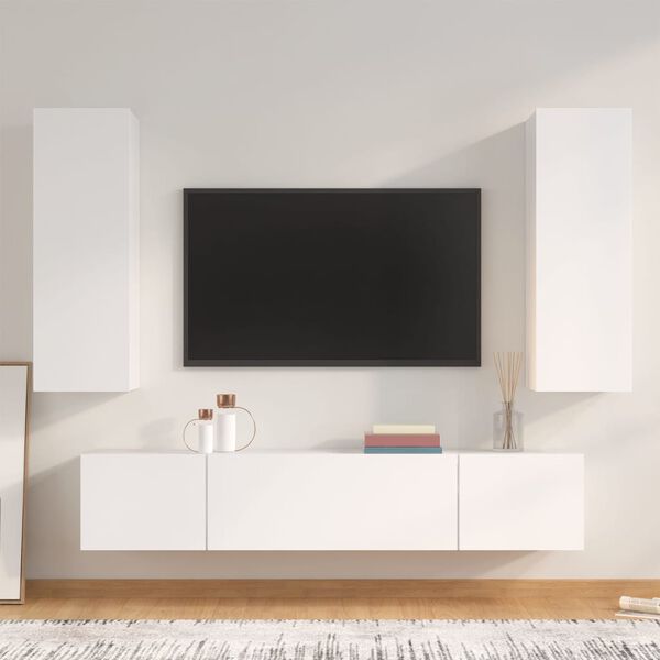 vidaXL Ensemble de meubles TV 4 pcs Blanc Bois d'ing&eacute;nierie