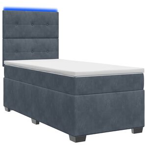 vidaXL Lit de box spring avec matelas et LED Gris fonc&eacute; 90 x 190 cm
