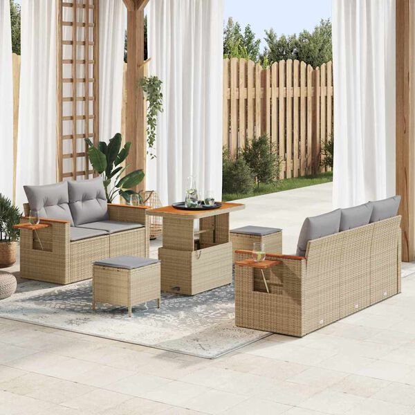 vidaXL Ensemble de canap&eacute; de jardin 10 pcs Beige et Gris clair