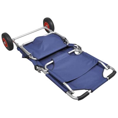 vidaXL Chariot de plage avec roues portable et pliable Bleu