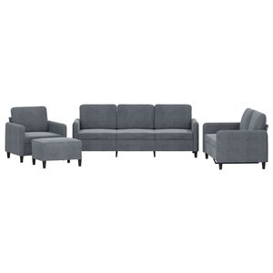 vidaXL Ensemble de canap&eacute;s 4 pcs gris fonc&eacute; velours