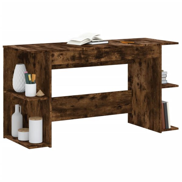 vidaXL Bureau ch&ecirc;ne fum&eacute; 140x50x75 cm bois d'ing&eacute;nierie