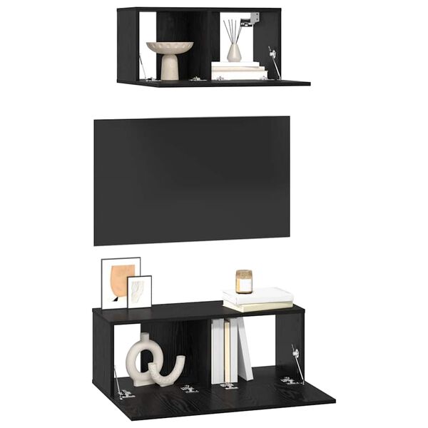 vidaXL Ensemble meuble TV 2 pcs Ch&ecirc;ne noir Bois d'ing&eacute;nierie