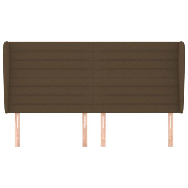vidaXL T&ecirc;te de lit avec oreilles Marron fonc&eacute; 203x23x118/128 cm Tissu