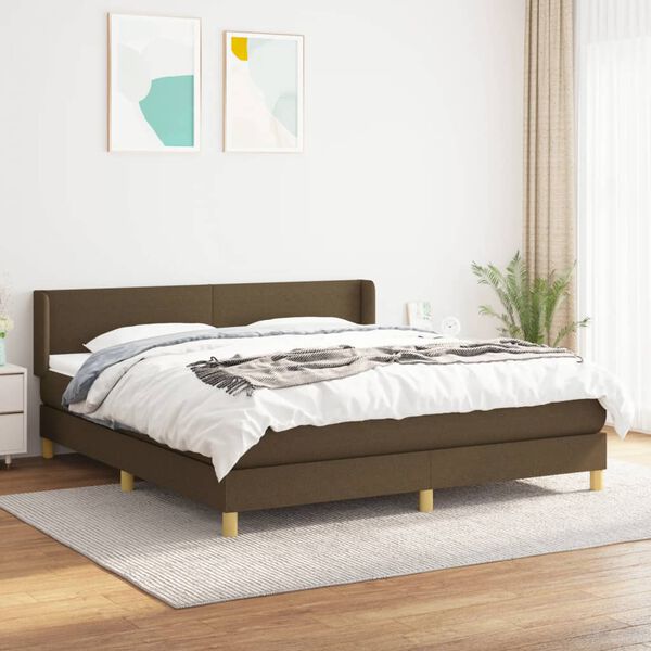 vidaXL Sommier &agrave; lattes de lit avec matelas Marron fonc&eacute; 160x200 cm