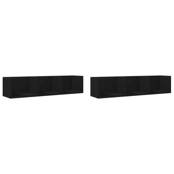 vidaXL Armoires murales 2 pcs noir 75x18x16,5 cm bois d'ing&eacute;nierie