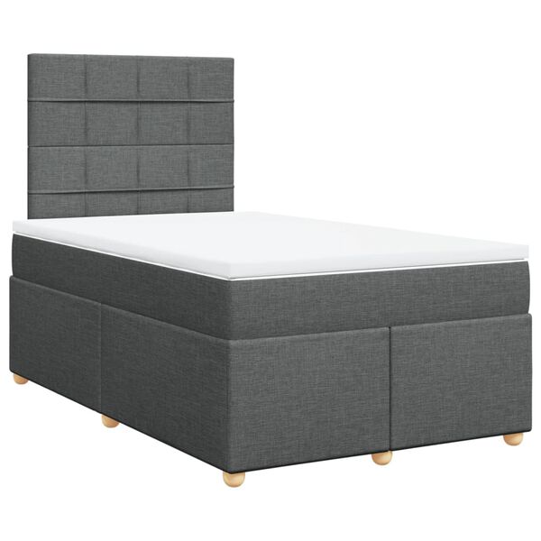 vidaXL Sommier &agrave; lattes de lit avec matelas Gris fonc&eacute; 120x200cm Tissu