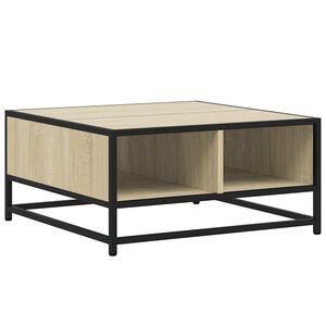 vidaXL Table basse ch&ecirc;ne sonoma 60,5x60,5x30cm bois d'ing&eacute;nierie/m&eacute;tal