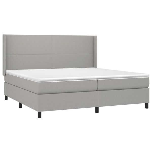vidaXL Sommier &agrave; lattes de lit avec matelas Gris clair 200x200cm Tissu