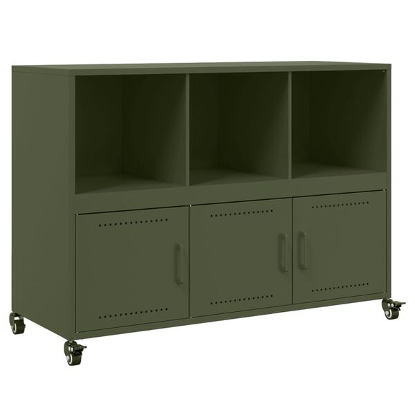 vidaXL Buffet vert olive 100,5x39x72 cm acier
