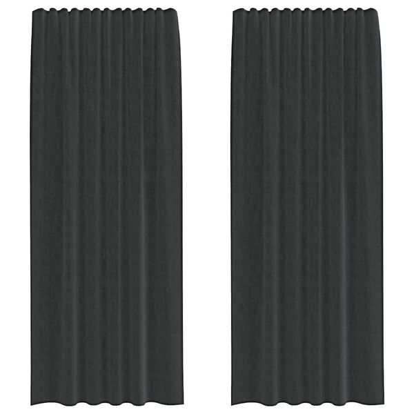 vidaXL Rideaux en voile avec passe-tringles 2 pcs noir