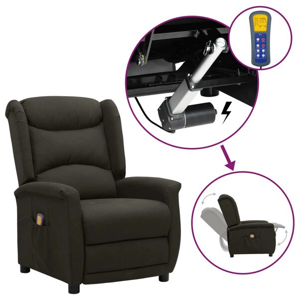 vidaXL Fauteuil de massage Taupe Tissu