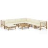vidaXL Salon de jardin 9 pcs avec coussins blanc cr&egrave;me bambou