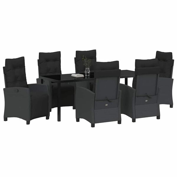 vidaXL Ensemble de salle &agrave; manger pour jardin 7 pcs Noir polyrotin