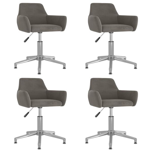 vidaXL Chaises pivotantes &agrave; manger lot de 4 Gris fonc&eacute; Velours