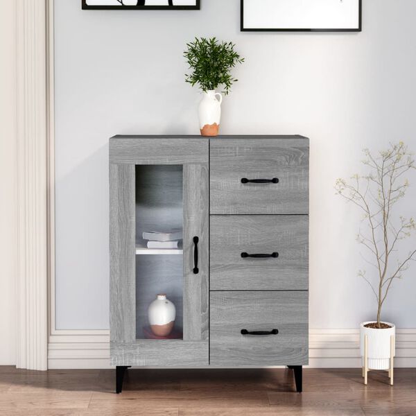 vidaXL Buffet sonoma gris 69,5x34x90 cm bois d'ing&eacute;nierie