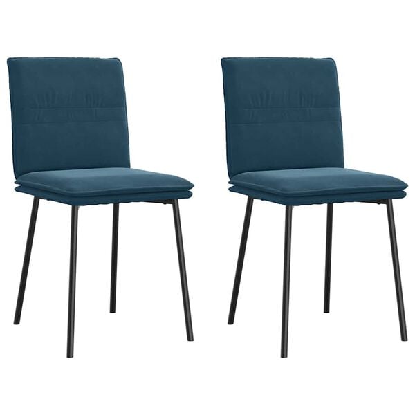 vidaXL Chaises &agrave; manger lot de 2 Bleu Velours