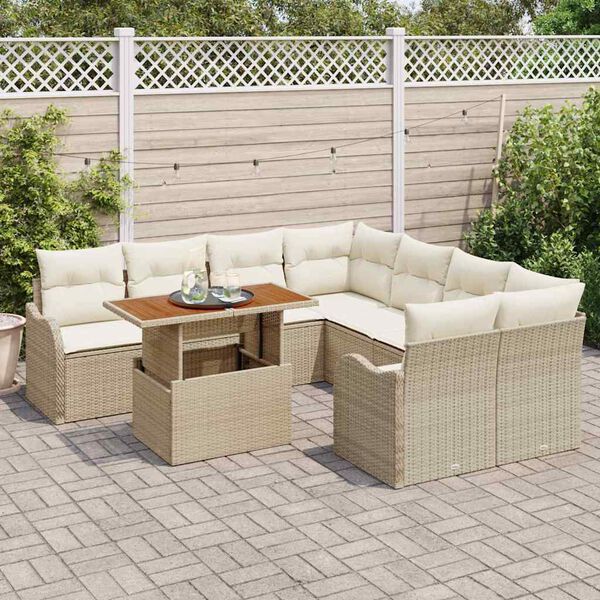 vidaXL Ensemble de canap&eacute; de jardin avec coussin 7 pcs beige et cr&egrave;me