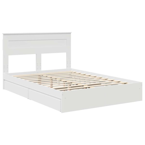 vidaXL Lit de Rangement Blanc 140 x 190 cm Bois d'ing&eacute;nierie