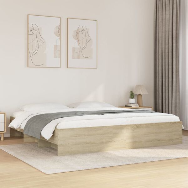 vidaXL Cadre de lit sans matelas ch&ecirc;ne sonoma 200x200 cm
