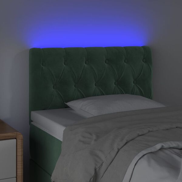 vidaXL T&ecirc;te de lit &agrave; LED Vert fonc&eacute; 80x7x78/88 cm Velours