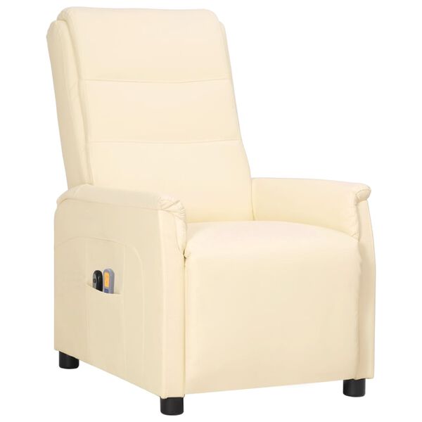 vidaXL Fauteuil de massage électrique Crème Similicuir