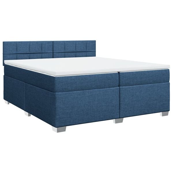 vidaXL Sommier &agrave; lattes de lit avec matelas Bleu 200x200 cm Tissu