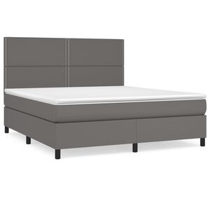 vidaXL Sommier &agrave; lattes de lit avec matelas Gris 180x200 cm Similicuir