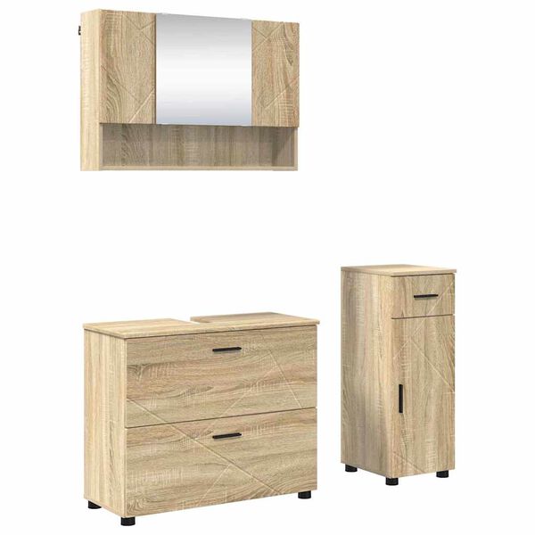 vidaXL Ensemble de mobilier de salle de bain 3 pcs Ch&ecirc;ne Sonoma