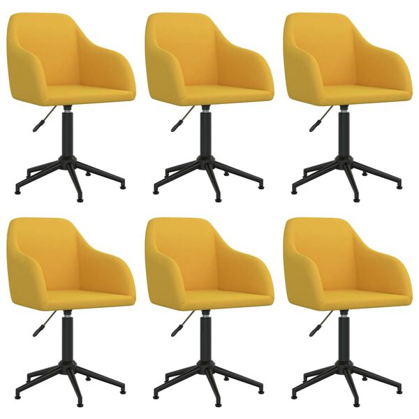 vidaXL Chaises pivotantes &agrave; manger lot de 6 jaune velours