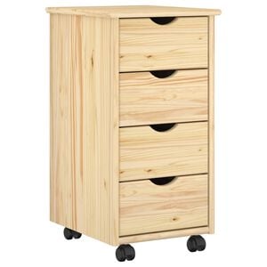 vidaXL Cabinet roulant 34 x 39 x 65,5 cm Bois de Pin Massif Marron