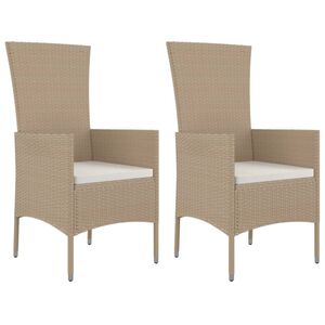 vidaXL Chaises de jardin avec coussins lot de 2 R&eacute;sine tress&eacute;e Beige