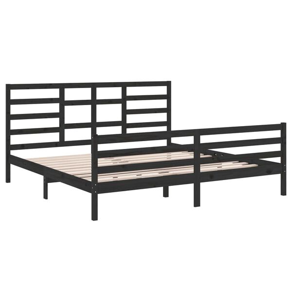vidaXL Cadre de lit sans matelas noir bois massif 200x200 cm