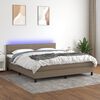 vidaXL Sommier &agrave; lattes de lit et matelas et LED Taupe 160x200cm Tissu
