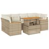 vidaXL Salon de jardin 6 pcs avec coussins beige r&eacute;sine tress&eacute;e acacia