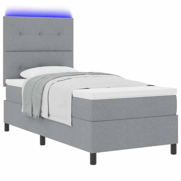 vidaXL Lit &agrave; ressorts avec matelas Gris clair 80 x 200 cm tissu