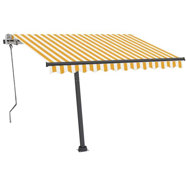 vidaXL Auvent manuel rétractable sur pied 350x250 cm Jaune/blanc