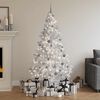 vidaXL Demi-arbre de No&euml;l artificiel pr&eacute;-&eacute;clair&eacute; et boules blanc 180cm