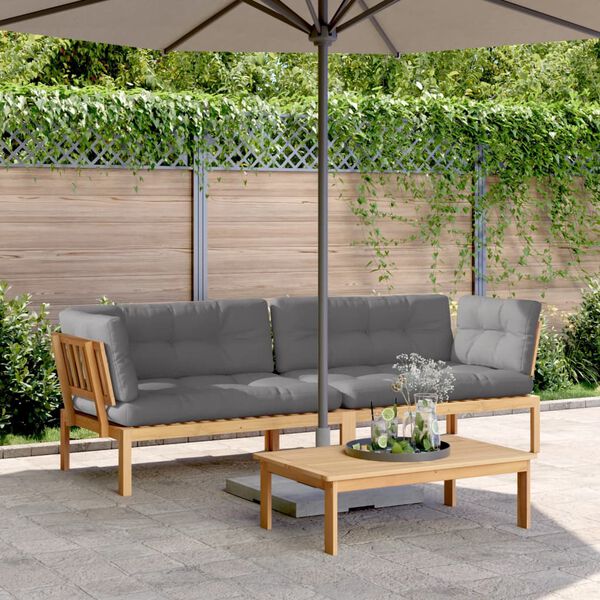 vidaXL Canap&eacute;s d'angle palette de jardin 2 pcs et coussins bois acacia
