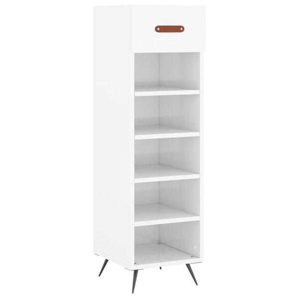 vidaXL Armoire &agrave; chaussure Blanc brillant 30x35x105 cm Bois ing&eacute;nierie