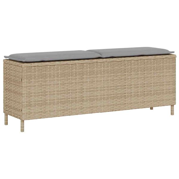 vidaXL Banc de jardin avec coussin beige 110x30x40,5 cm r&eacute;sine tress&eacute;e