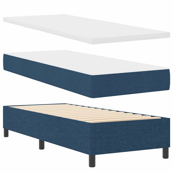 vidaXL Lit &agrave; ressorts avec matelas Bleu 80 x 200 cm tissu