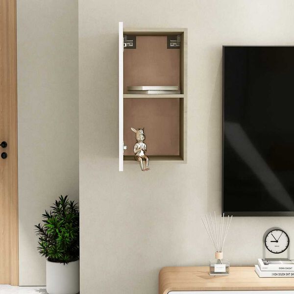 vidaXL Meuble TV Blanc et ch&ecirc;ne sonoma 30,5x30x60 cm Bois d&rsquo;ing&eacute;nierie