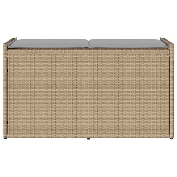 vidaXL Banc de rangement ext&eacute;rieur coussin beige 100 cm r&eacute;sine tress&eacute;e