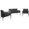 vidaXL Ensemble de meubles de balcon avec coussins 3 pcs noir acier