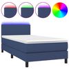 vidaXL Sommier &agrave; lattes de lit avec matelas LED Bleu 100x200 cm Tissu