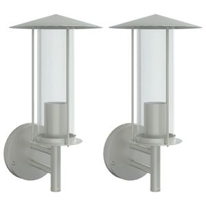 vidaXL Appliques murales d'ext&eacute;rieur 2pcs argent&eacute; acier inoxydable
