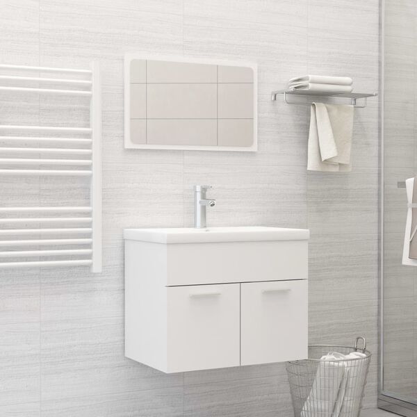 vidaXL Ensemble de meubles de salle de bain Blanc Agglom&eacute;r&eacute;