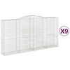 vidaXL Paniers à gabions arqués 9 pcs 400x50x200/220 cm Fer galvanisé