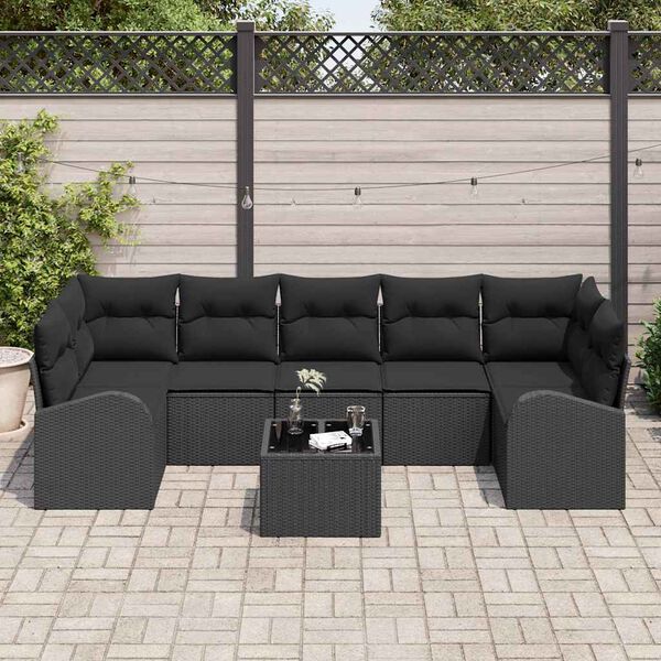 vidaXL Ensemble de canapé de jardin Noir 55 x 55 x 37 cm polyrotin